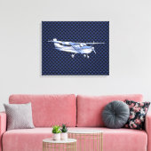 Toile Aéronef Classique Chrome Cessna Blue Fibre de carb (Insitu(Salon))