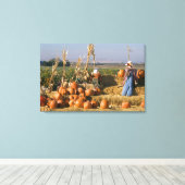 Toile Affichage citrouille avec balles de foin et épouva (Insitu (Plancher de Bois))