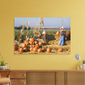 Toile Affichage citrouille avec balles de foin et épouva (Insitu(Salon))