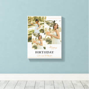 Toile Affiche d'anniversaire Collage de photos vert blan