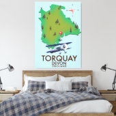 Toile Affiche d'art de carte ancienne de Torquay Devon. (Insitu(Chambre))