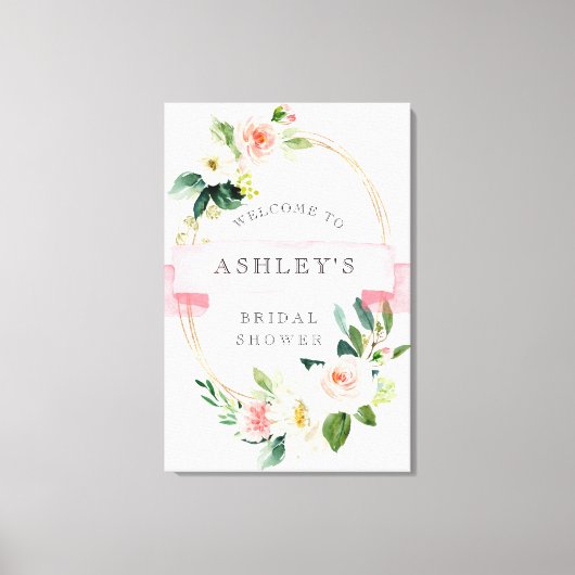 Toile Affiche de bienvenue de douche florale (Recto)