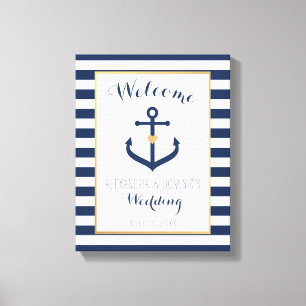 Toile Affiche de bienvenue Mariage à thème nautique - Ma