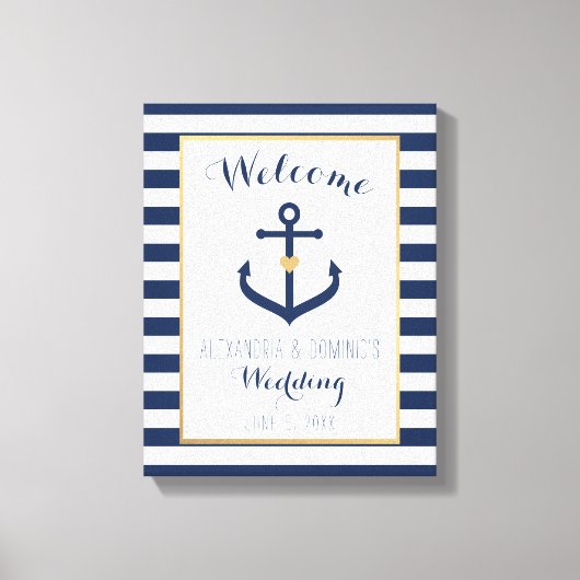 Toile Affiche de bienvenue Mariage à thème nautique - Ma (Recto)