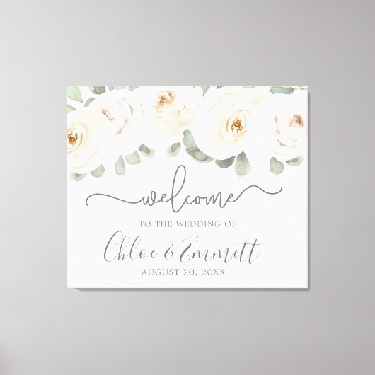 Toile Affiche de bienvenue Mariage de White Rose (Recto)