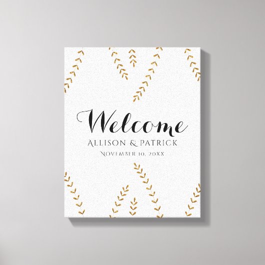 Toile Affiche de bienvenue Mariage Faux Gold Leaf (Recto)