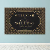 Toile Affiche de bienvenue Mariage Noir Glam Gold (Insitu (Plancher de Bois))