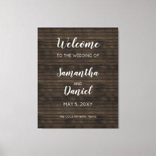 Toile Affiche de bienvenue Mariage Rustic Barn Wood