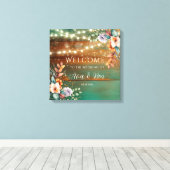 Toile Affiche de bienvenue Mariage turquoise en bois de  (Insitu (Plancher de Bois))