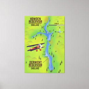 Toile Affiche de carte des réservoirs de Dergone & Howde