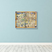 Toile Affiche de carte Vintage de Londres restaurée (Insitu (Plancher de Bois))