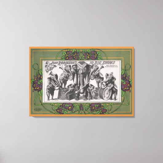 Toile Affiche De Cirque D'Éléphants Jouant D'Instruments (Recto)