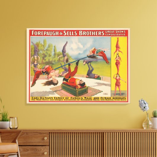 Toile Affiche de cirque montrant des actes acrobatiques, (Insitu(Salon))