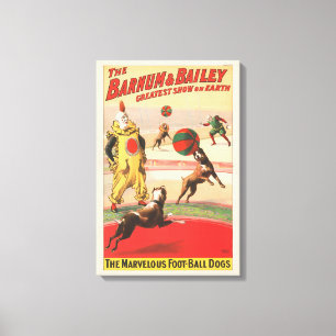 Toile Affiche De Cirque Montrant Des Clowns Avec Des Chi