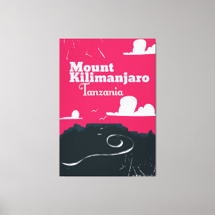 Toile Affiche de dessin animé vintage du mont Kilimandja