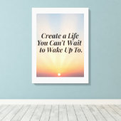 Toile Affiche de devis Inspirational Sunrise - "Créer un (Insitu (Plancher de Bois))
