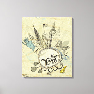 Toile Affiche de griffonnage de New York