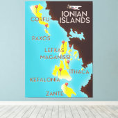 Toile Affiche de la carte des îles Ioniennes. (Insitu (Plancher de Bois))