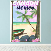 Toile Affiche de la plage de Cancun au Mexique. (Insitu (Plancher de Bois))