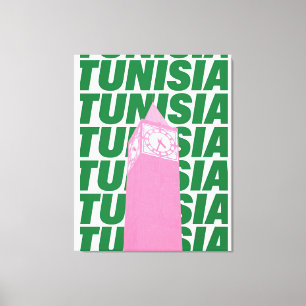 Toile Affiche de l'horloge rétro Tunisie   Inspiration d