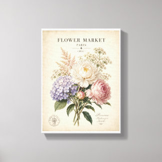 Toile Affiche de marché de fleurs botaniques vintage | É