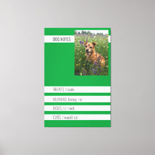 Toile Affiche de notes spéciales pour chien