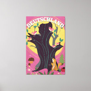 Toile Affiche de paysage de dessin animé vintage Deutsch