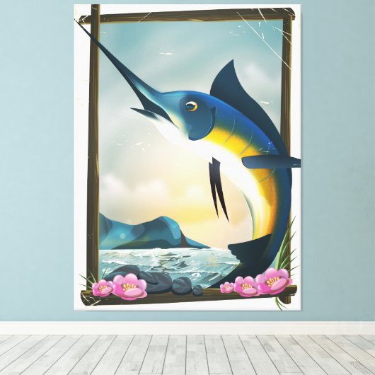 Toile Affiche de pêche (Insitu (Plancher de Bois))