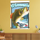 Toile Affiche de pêche de l'État du Wisconsin (Insitu(Salon))