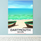 Toile Affiche de plage de Dartmouth Devon (Insitu (Plancher de Bois))