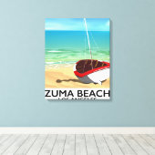 Toile Affiche de plage de Zuma Beach LA Rail (Insitu (Plancher de Bois))