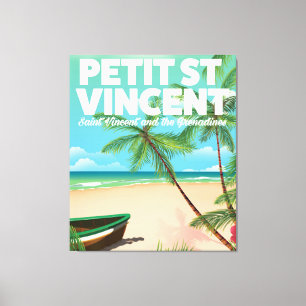 Toile Affiche de plage vintage de Petit Saint Vincent