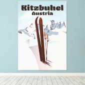 Toile affiche de ski autrichienne de Kitzbuhel (Insitu (Plancher de Bois))