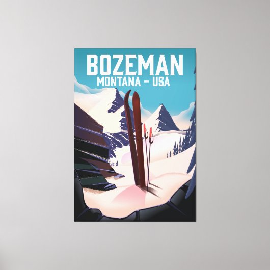 Toile Affiche de ski Bozeman Montana (Recto)