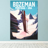 Toile Affiche de ski Bozeman Montana (Insitu (Plancher de Bois))