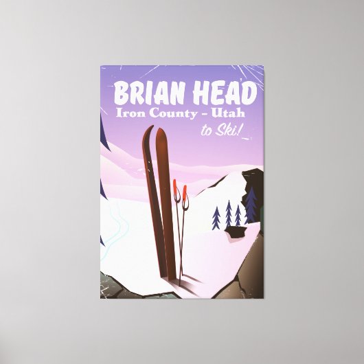 Toile Affiche de ski de Brian Head, comté d'Iron Utah, É (Recto)