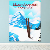 Toile Affiche de ski de Lillehammer Norvège. (Insitu (Plancher de Bois))