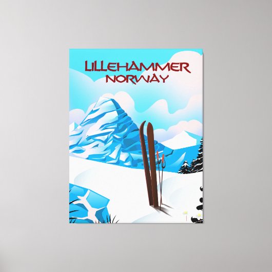 Toile Affiche de ski de Lillehammer Norvège. (Recto)