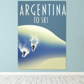 Toile Affiche de ski de style vintage argentin (Insitu (Plancher de Bois))