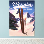 Toile Affiche de ski de Wanaka en Nouvelle-Zélande (Insitu (Plancher de Bois))