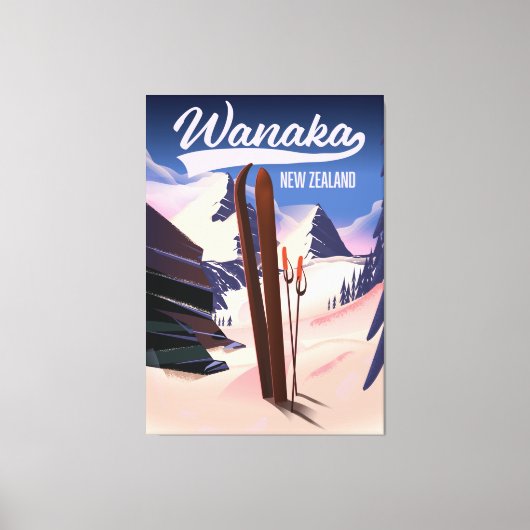 Toile Affiche de ski de Wanaka en Nouvelle-Zélande (Recto)