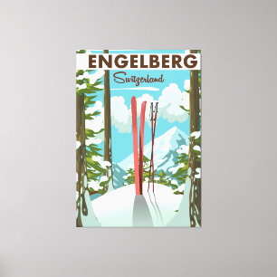 Toile Affiche de ski Engelberg Suisse