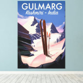 Toile Affiche de ski Gulmarg Kashmiri Inde (Insitu (Plancher de Bois))