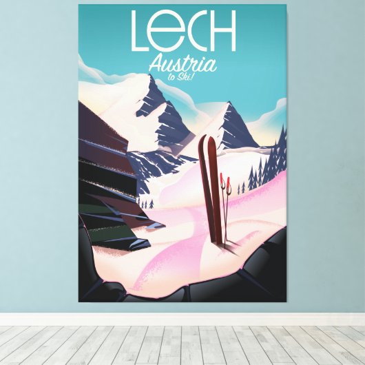Toile Affiche de ski Lech Austria. (Insitu (Plancher de Bois))