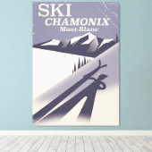 Toile Affiche de ski Vintage Chamonix-Mont-Blanc (Insitu (Plancher de Bois))