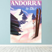 Toile Affiche de ski vintage d'Andorre (Insitu (Plancher de Bois))