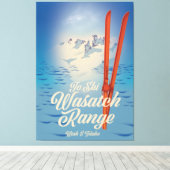 Toile Affiche de ski Wasatch Range Utah & Idaho (Insitu (Plancher de Bois))