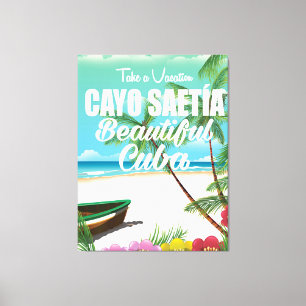 Toile Affiche de vacances à la plage de Cayo Saetía Cuba
