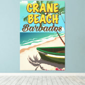 Toile Affiche de vacances de Crane Beach Barbade (Insitu (Plancher de Bois))