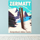 Toile Affiche de vacances de Zermatt Ski (Insitu (Plancher de Bois))